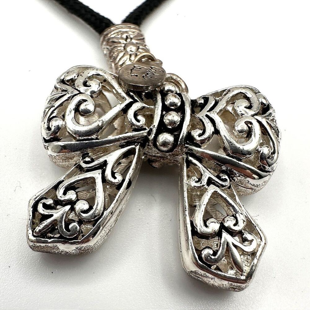 Vintage 90s Cookie Lee Silver Tone Filigree Bow Charm Bracelets Women's Jewelry